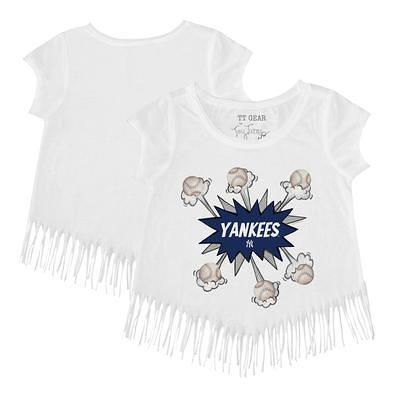 New York Yankees Tiny Turnip Girls Toddler Sugar Skull Fringe T