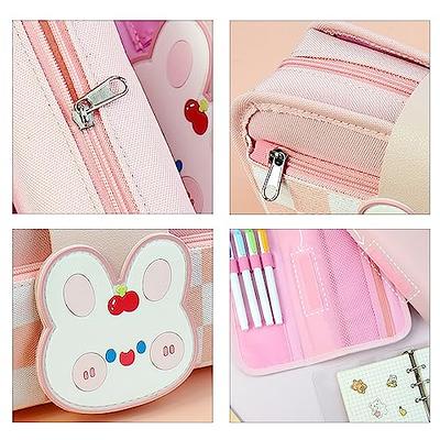 SUNEE Cute Pencil Case, Aesthetic Pen Pouch, Colored Large Pencil Bag with Zipper, Kawaii Stationery Storage and Organizer, Green School Supplies