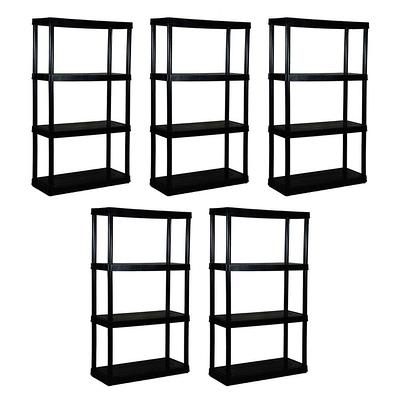 Gracious Living Plastic 3-Tier Utility (24-in W x 12-in D x 33-in H), Black  in the Freestanding Shelving Units department at