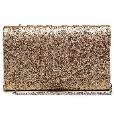 UBORSE Elegant Pleated Glitter Clutch Evening Bags for Women Formal Bridal Wedding Clutch Purse Prom Cocktail Party Handbags