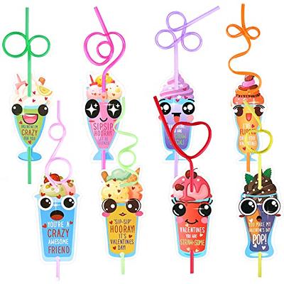 Rainbow Plastic Silly Straws Crazy Reusable Drinking Straws Crazy Straws  For Kids Silly Straws Heart-shaped 