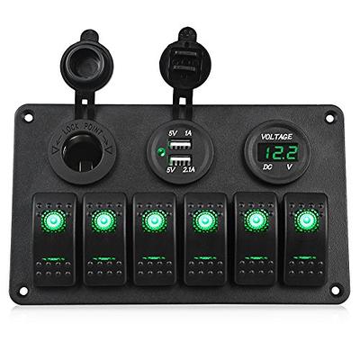 WATERWICH 6 Gang Marine Toggle Rocker Switch Panel Waterproof with