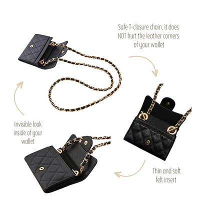  Monogram Clutch Conversion Kit with Gold Chain Wristlet Insert  Wallet on Chain (Black) : Handmade Products