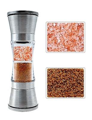 [2 Pieces] Premium Stainless Steel Salt Grinder and Pepper Mill Set for  Pepper Sea Salt Himalayan Salt and Spices with Thumb Button for One Hand
