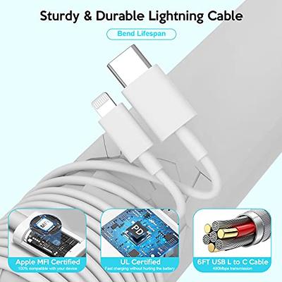 2-PACK Lightning to USB-C Cable for iPhone 14,13,12,11,X,XR Wall Charger +  6 FT Type-C to Lightning Cable, Compatible with iPhone 14 Pro /13 Pro / 12