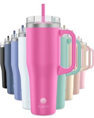 40oz Blush Pink Matte Tumbler With Handle and Straw, 40oz Travel