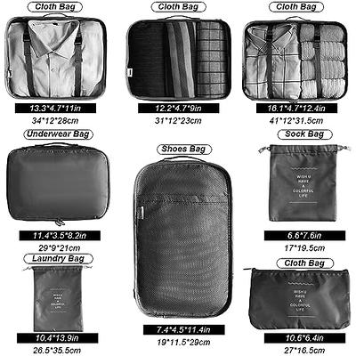 OlarHike 8 Set Packing Cubes, Travel Luggage Organizers ,Gray