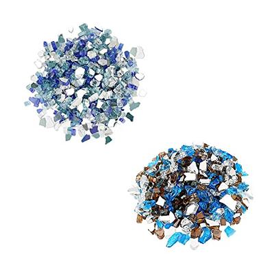 GasSaf Blue Fire Glass Beads for Outdoor Fire Pit, Fireplace and fire Pit  Table, 3/4 Inch Glass(10 Pound)(Cobalt Blue)