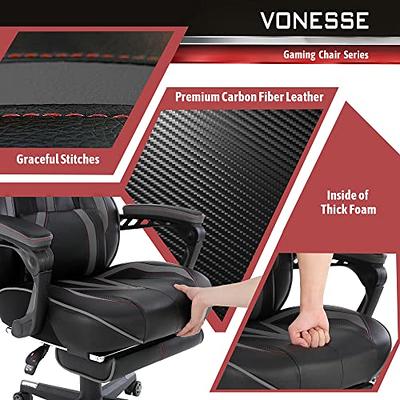 Vonesse Gaming Chair with Footrest, Reclining Computer Gaming Chair with  Massage, Gamer Chair Big and Tall, Game Chair for Adults, Ergonomic Gaming  Desk Chair, Racing Chair with Lumbar Pillow(Gray) 