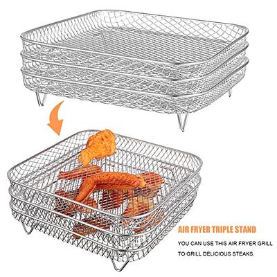 1pc Stainless Steel Air Fryer Rack, 8'' Multi-purpose Double Layer