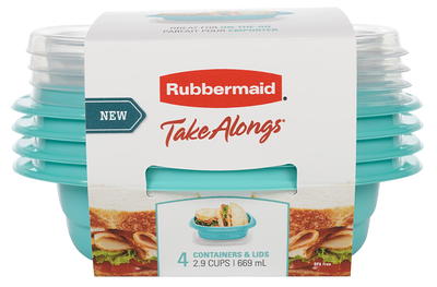 Rubbermaid TakeAlongs 2.9 Cup On the Go Square Food Storage Containers, Set  of 4, Teal Splash - Yahoo Shopping