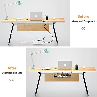 Tyrkuiy No Drill Under Desk Cable Management Tray, Desk Wire Management  Cable Tray Sturdy Metal Wire