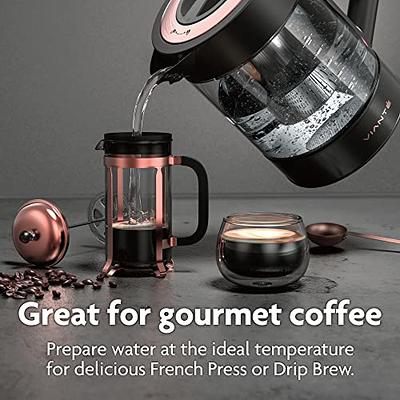 Hot Tea Maker Electric Glass Kettle with tea infuser and temperature control.  Automatic Shut off. Brewing Programs for your favorite teas and Coffee. 