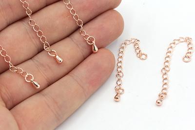 4 Pcs Rose Gold Plated Drop Extender Chain, Necklace Extender, Set