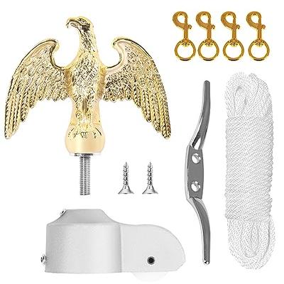 NQ Flagpole Hardware Repair Parts Kit-50 Feet Halyard Rope+3 Gold Ball + 6