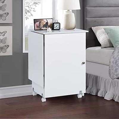 White Folding Large Sewing Table Storage Shelves Storage Cabinet Kitchen  Cart with Lockable Casters