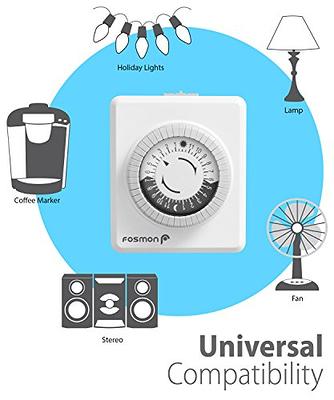 DEWENWILS 24-Hour Indoor Mechanical Timer with 2 Grounded Outlet, Programmable Plug in Timer for Lamp, Aquarium, Grow Light