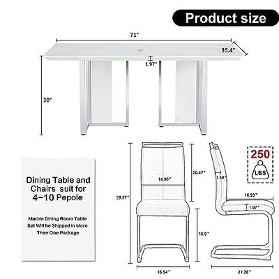 FORCLOVER 71 in. Rectangular Luxury White Marble Modern Dining Table w/Gold  Stainless Legs for Kitchen and Dining Room (Seats 8) MONMUCF-05 - The Home  Depot