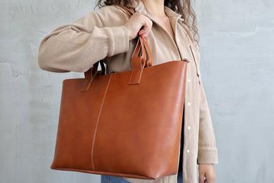 Leather Shopper Bag Handbag, Shoulder Vegan Boho Bag, Soft Purse