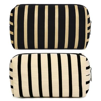  SOIDRAM Makeup Bag Checkered Cosmetic Bag Brown Makeup Pouch  1Pcs Large Capacity Makeup Bags and 1Pcs Makeup Brushes Storage Bag Travel  Toiletry Bag Organizer : Beauty & Personal Care