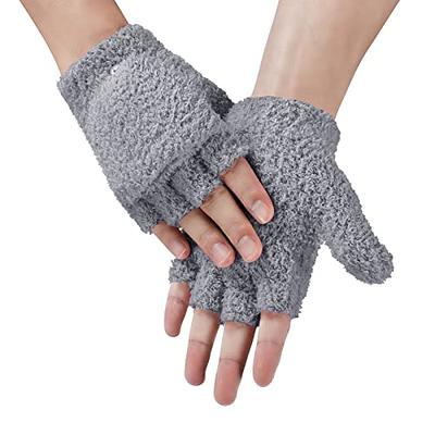 Achiou Warm Fingerless Gloves for Women Men, Convertible Winter Fingerless  Mittens with Flip-top Cover, Knitted Wool Glove - Yahoo Shopping