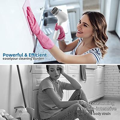 Electric Spin Scrubber, Cordless Electric Cleaning Brush with Auto  Detergent Dispenser & 2 Adjustable Speeds, Portable Power Shower Scrubber  with 5