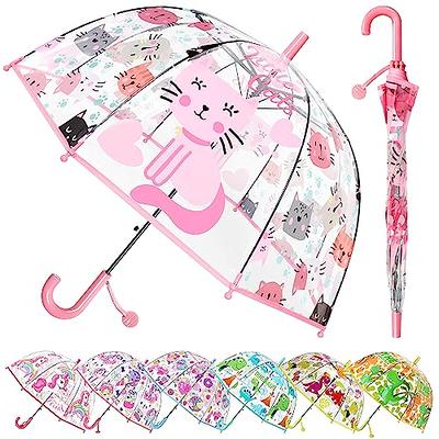 Sweetude 4 Pcs 39 Inch Kids Umbrellas for Rain Clear Bubble