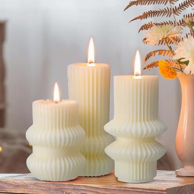 MILIVIXAY 4PCS Pillar Ribbed Cylinder Candle Molds ,Candle Making Molds-90  Ft. of Wick, 50pcs Wick Stickers, 4pcs Wick Holders and 1pc Iron Wire