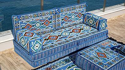 8 Thickness Royal Blue Floor Cushions, Arabic Floor Sofa Seating