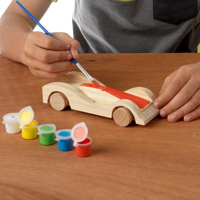 Toy Race Car Set - Wooden Racecars with Moving Wheels for Racing