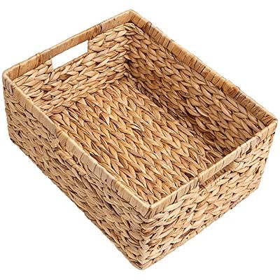 2 Pack Water Hyacinth Storage Baskets with Handles, Wicker Storage