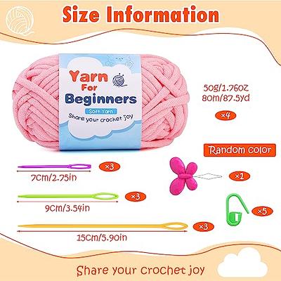 3 Pack Beginners Crochet Yarn, Baby Blue Yarn for Crocheting Knitting Beginners, Easy-to-See Stitches, Chunky Thick Bulky Cotton Soft Yarn for
