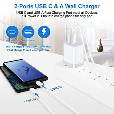 USB C Fast Charger,20W 2 Pack PD Charging Block Type C Wall Charger Power  Adapter Base Box Compatible Samsung Galaxy A14 5G/A13/A23/S23/S22/S21 FE/Z