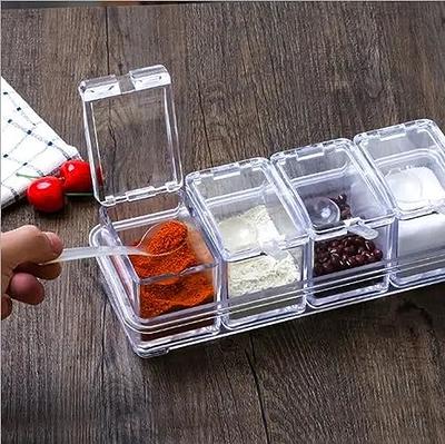 Transparent Condiment Organizer - Acrylic Spice Box with Spoons and Lids -  Multifunctional Kitchen Storage (Big) - Yahoo Shopping