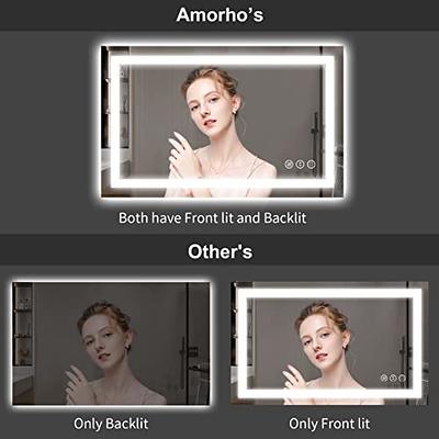 Amorho 72''x 40'' LED Mirror for Bathroom with Front and Backlight, Large  Dimmable Wall Mirrors with Anti-Fog, Shatter-Proof, Memory, 3 Colors,  Double LED Vanity Mirror - Yahoo Shopping