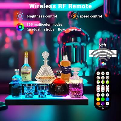 GOH&FTY LED Lighted Liquor Bottle Display Shelf,APP16/24in-2Step LED Bar  Shelf with Wireless Remote& Multicolor LED Light, Liquor Cabinet for Home Bar  Accessories,-24inche2 Tier - Yahoo Shopping