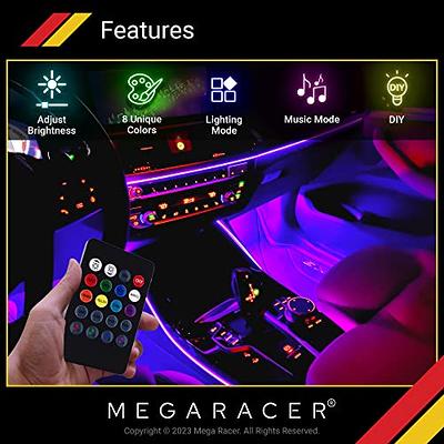 Mega Racer RGB Car LED Lights Strip - Interior LED Lights for Cars, 48 LEDs  8 Colors