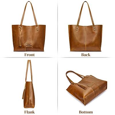  S-ZONE Women Vintage Genuine Leather Tote Shoulder Bag