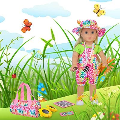 ZITA ELEMENT 7 Items Fashion Doll Camping Tent Set for 18 Inch Girl Doll  Accessories - Including 18 Inch Doll Camping Tent, Sleeping Bag, Clothes  Set