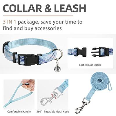 PUPTECK Adjustable Pet Harness Collar and Leash Set for Small Dogs Puppy and Cats Outdoor Training and Running, Soft Mesh Padded Reflective Vest