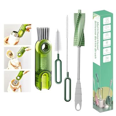 3 in 1 Multifunctional Cleaning Brush, Water Bottle Cleaner Brush Set  Include Cup Lid Gap Brush, Stainless Steel Long Handle Bottle Brush, Brush