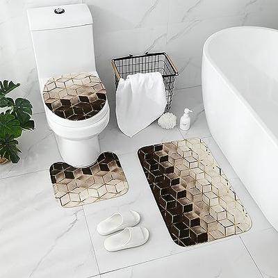  KS-QON BENG Retro Style Newspaper and Clippings Bathroom Sets  for 4 Piece Shower Curtain Sets and Non-Slip Rugs Toilet Lid Cover and Bath  Mat for Bathroom 4Pcs Set Decor : Home