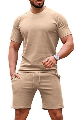 Men Summer Outfit Round Neck Short Sleeve T-Shirts+Shorts Set 2