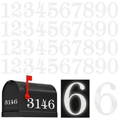 House Number and Name Mailbox - Glossy Black White Text