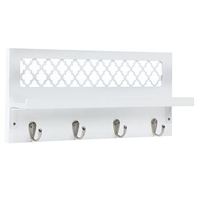 Entryway Storage Shelf With 4 Hooks Key Hook Wall Shelving 