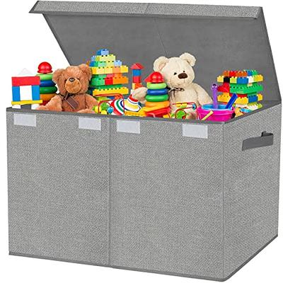 VERONLY Kids Toy Box Chest Organizer Bins for Boys Girls, Large Fabric Collapsible Storage Basket Container with Flip-Top Lid & Handles