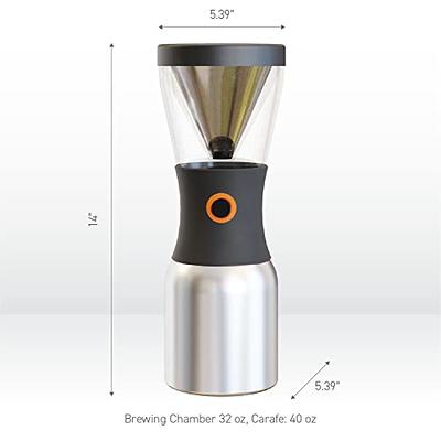 asobu Black Insulated Pour Over Coffee Maker (32 oz.) Double-Wall Vacuum,  Stainless-Steel Filter, Stays Hot Up to 12 Hours (Black)