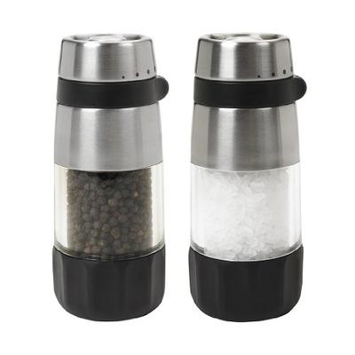 Home EC Premium Stainless Steel Sea Salt and Pepper Grinder Set of 2 -  Adjustable Ceramic - Tall Glass Salt and Pepper Shakers - Pepper Mill &  Salt