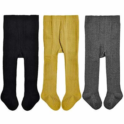 3 Pack Baby Girl Tights Cable Knit Footless Leggings Stockings Solid Cotton  Pantyhose for Infant Toddler