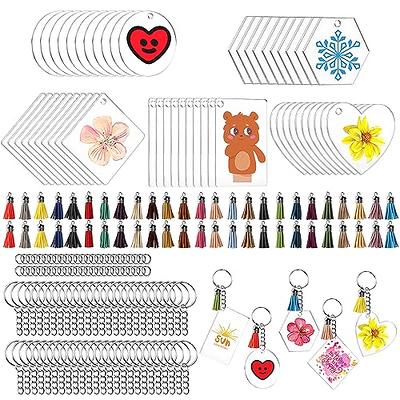 200pcs Acrylic Keychains Blanks with Tassels Bulk Key Chain Making